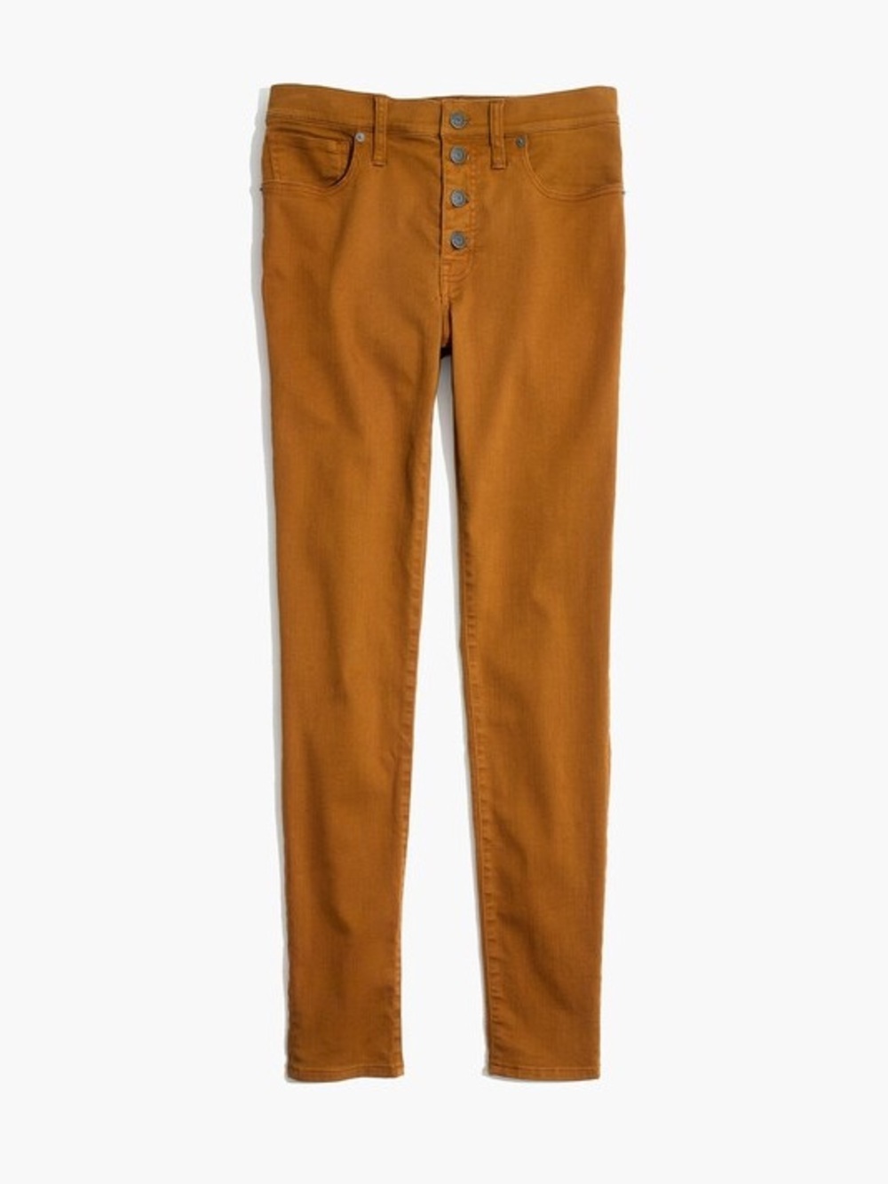 Madewell Skinny Button Fly Front Mid-Rise Jeans in Mustard Brown Size 30